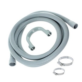 SPARES2GO Drain Outlet Hose & Clip Kit for White Knight Dishwasher (2.5M, 30mm / 22mm)