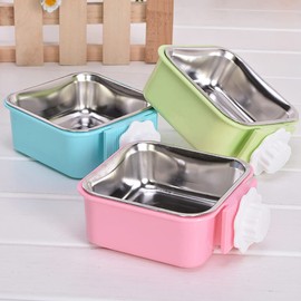 Crate Dog Bowl,Removable Stainless Steel Water Food Feeder Bowls Crate Coop Cup,Pet Cage Bowls with Bolt Holder for Cat, Puppy, Birds, Rats, Rabbits,Guinea Pigs,Small Animals