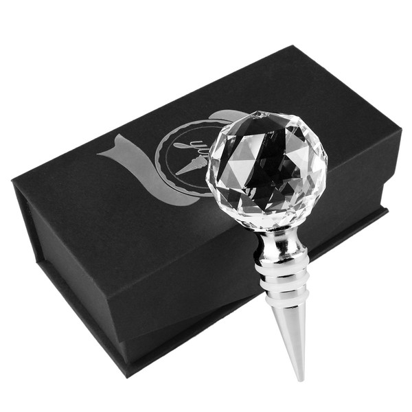 Crystal Wine Stoppers, YINUO Wedding Gift Diamond Wine Saver Wine Bottle Stopper with Gift Box - Crystal Clear