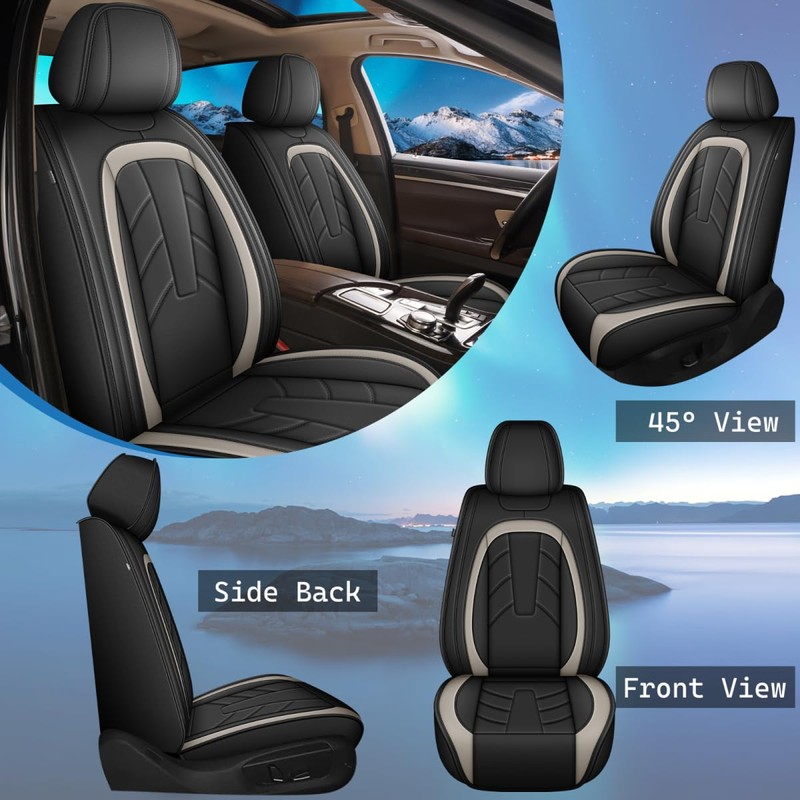 IKABEVEM 2PCS Front Leather Car Seat Covers Fit for Subaru