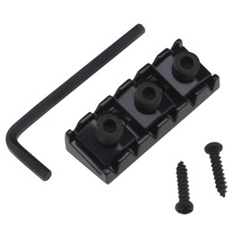 YINETTECH 42mm Guitar Metal String Locking Nut with Mounting Screws and Wrench Compatible with FLOYD ROSE Tremolo Double Locking System Black