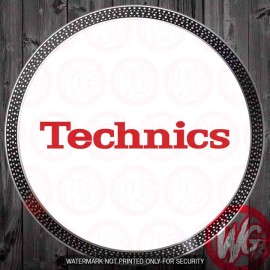 WICKED PAIR of DJ Turntable Record Slipmats - TECHNICS SLIPMATS red print on white