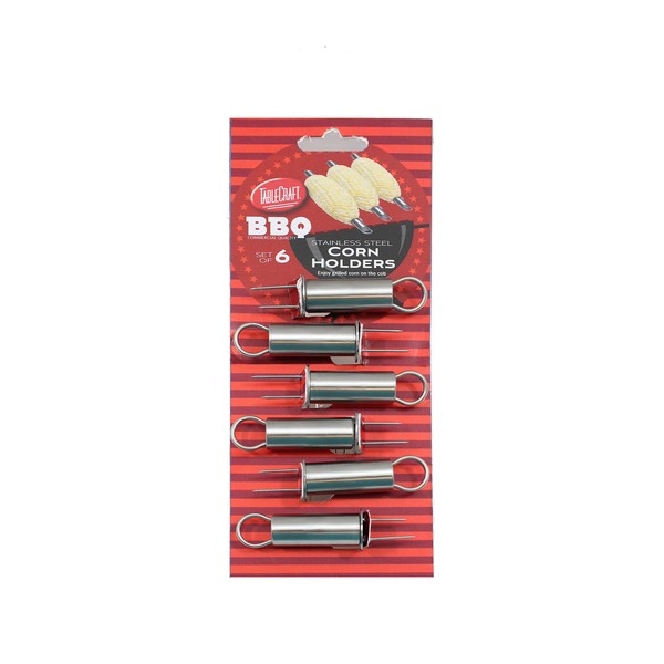 Tablecraft Stainless Steel Corn Holders, 3.5" x 1" x 0.75",