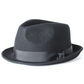 Basic Ench Premium Charm Fedra Felt Hat, Hat, High Quality Wool, Medium Fold, Women's, Men's, 2 Sizes, Black