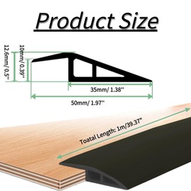 Door Threshold Strip 50mm (W)*1m (L) Laminate Door Threshold Flooring, Carpet Edge Strip PVC Floor Transition Strips Threshold Trim and Edgings Thresholds Ramps for Doorways, Wood, Doorways Black