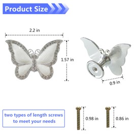 DEEKOUDT Butterfly Cabinet Knobs for Dresser Drawers, 6pcs Zinc Alloy Decorative Knob for Drawers Dresser Wardrobe Cupboard Glass Door Home Hardware Vintage Pulls Handles (Silver)