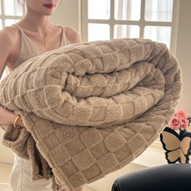 PAJEO Twin Fleece Blanket for Couch - Super Soft Cozy Throw Blankets for Women,3D Checkered Striped Lightweight Blanket for Girls,All Seasons Flannel Blanket，Bed Home Decor，60x80 Inches