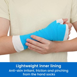 Velpeau Hand Socks for Splint (Pack of 10), Breathable, Thin Stockinette Tubing for Arm, Wrist Brace with Thumb Spica Liner, Cotton Gauze Sleeve, Under Cast Wrap, Arm Cover for Men and Women (White, Light Version, L)