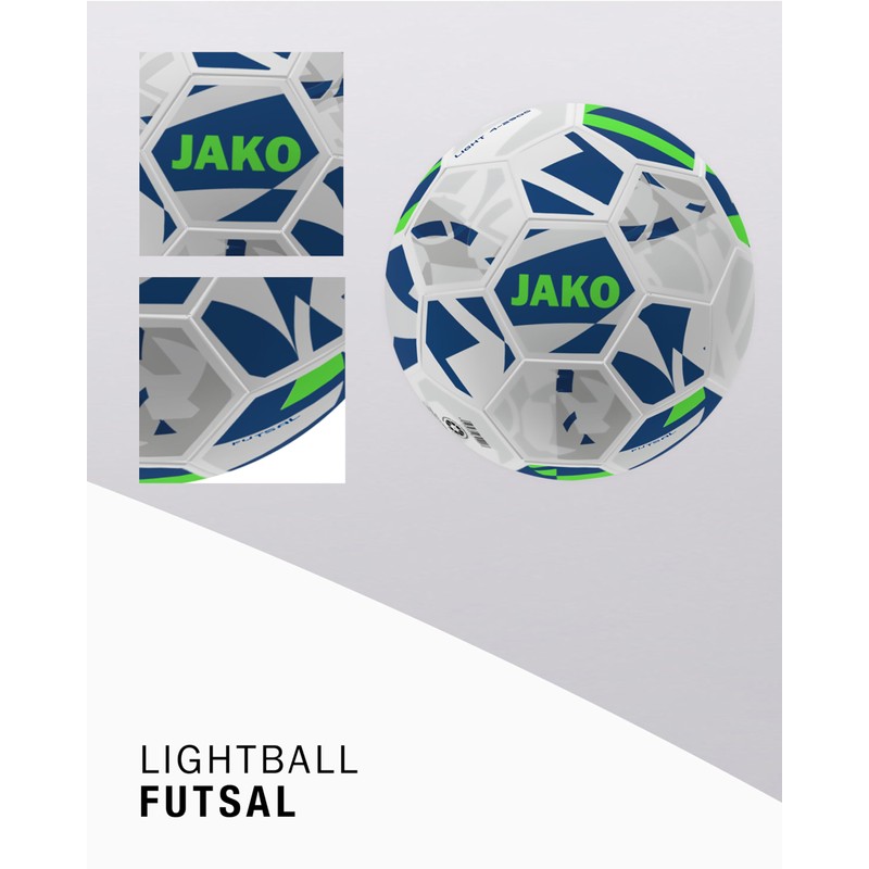 JAKO Lightball Futsal, White/Navy/Neon Green, 4 (290 g)