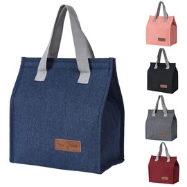 hzbaiyi Lunch Bags for Women Men Leak-Proof Lunch Box Bag Portable Tote Bag Thermal Cooler Waterproof for Adults Men Girls for Work School Picnic Travel (Navy Blue)