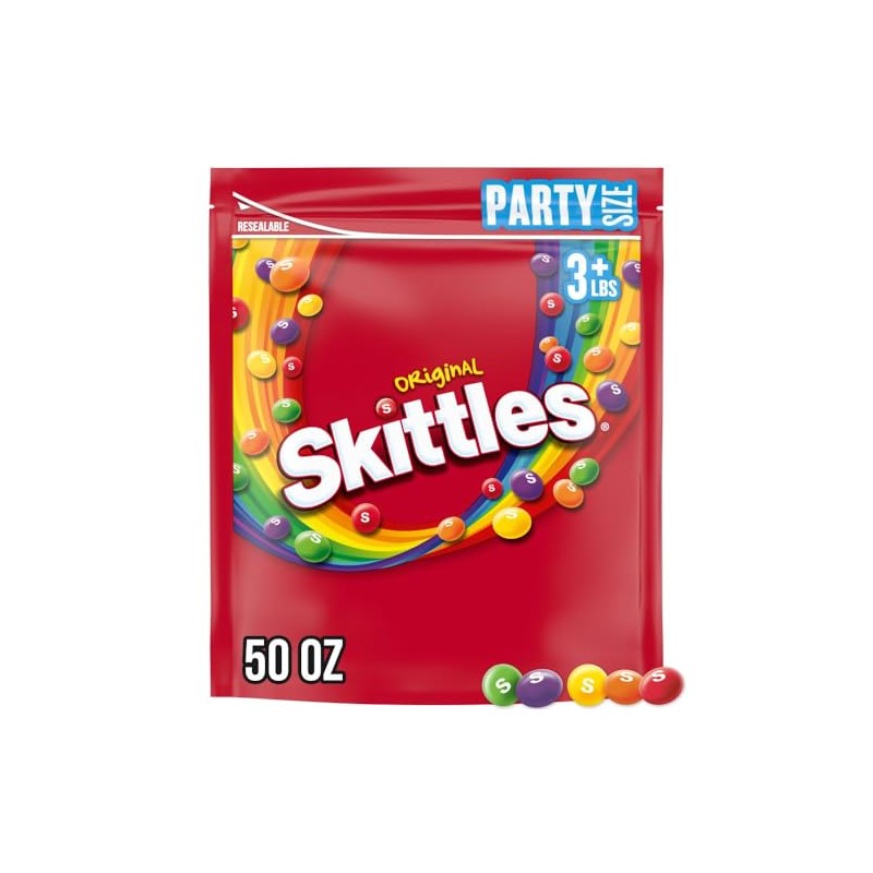 Skittles Original Fruity Candy, 50 oz Party Size Bag –