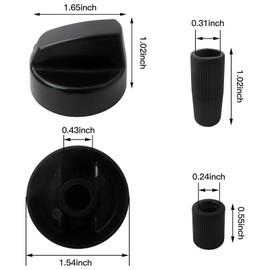 Vicue Updated Oven/Stove/Range Control Knobs Replacement Set Includes Adapters Fit for Most Gas & Electric Stoves & Camping Appliances, Set of 4 (Black)