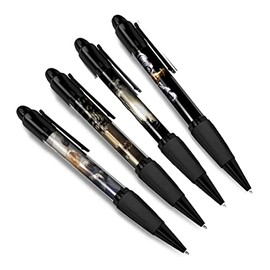DV DESIGN Set of 4 Chess Black Ballpoint Pens - Pieces Player Board Game Strategy Queen King Boys Girls Men Women Theme Pen #79394