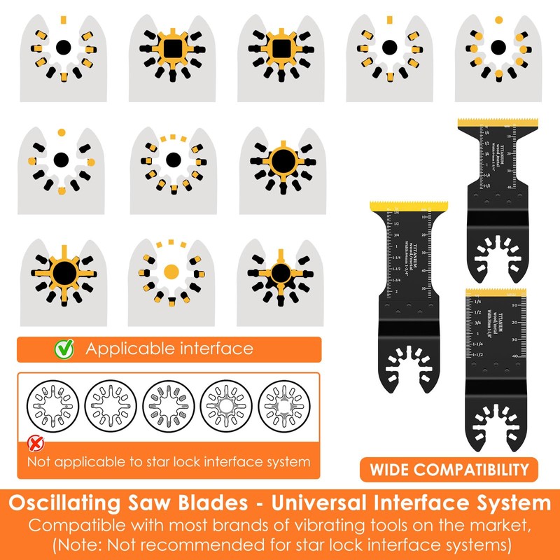 12PCS Titanium Oscillating Saw Blades, Precise Oscillating Multi Tool Blades,