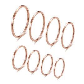 IFUAQZ 8pcs 1MM Thin Stainless Steel Knuckle Midi Stacking Rings for Women Plain Band Comfort Fit, Metal