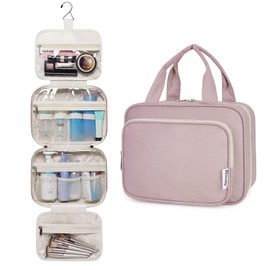 Narwey Hanging Toiletry Bag for Women Travel Makeup Bag Organizer Toiletries Bag for Travel Size Essentials Accessories Cosmetics (Dusty Rose (Medium))