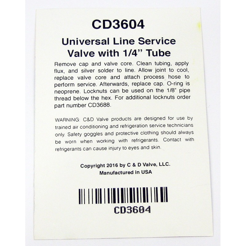 C&D Copper Access Valve CD3604 PKG of 6 1/4" copper