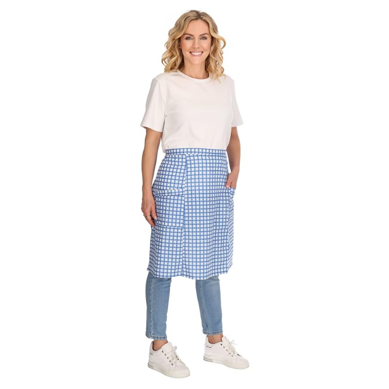 Apron Cotton Colourful Floral Apron Half Apron Cooking Apron, blue