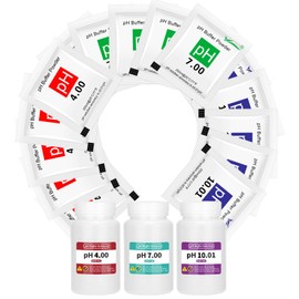 CIZTADA 15 Pack pH Calibration Buffer Powder with 250 ml Sealed Bottle, pH 7.00, pH 4.00 and pH 10.01 Calibration Solution Powder Kit, pH Calibration Packets for pH Tester/Pen/Meter