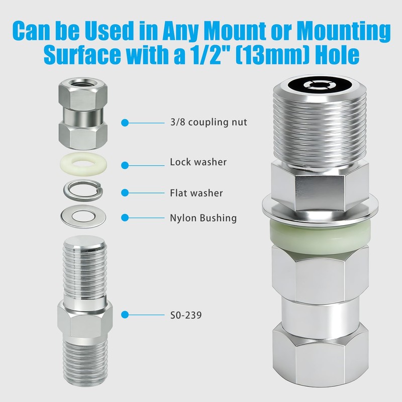 1 Pack Heavy Duty SO-239 Stub Mount Connector, CB Antenna