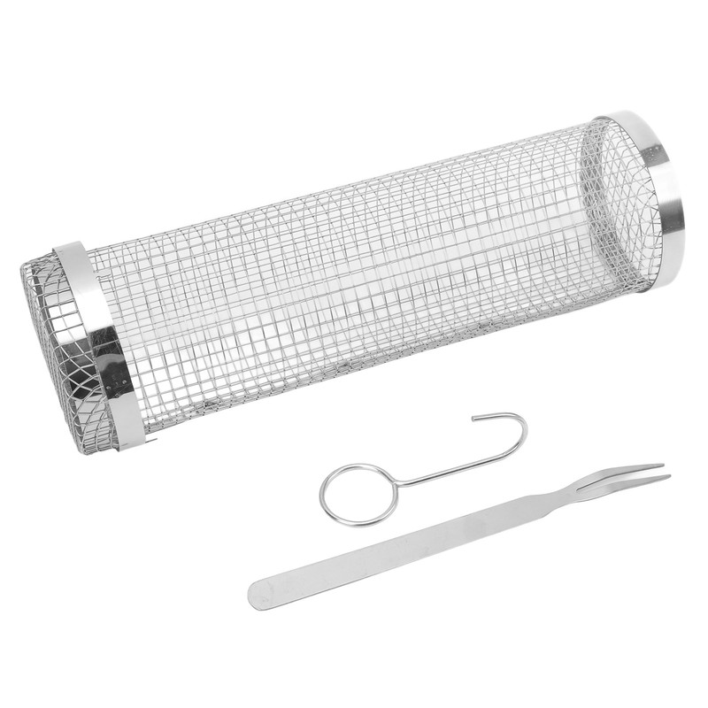 BBQ Net Tube Rolling Grilling Basket Stainless Steel Wire Mesh