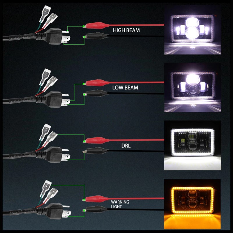 BraveWAY 4PCS 4X6" LED Headlights DOT Approved with High Low