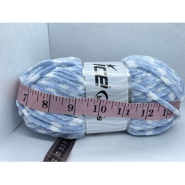 Chenille Baby Colors Yarn - Light Blue, White 100 Gram (3.53 Ounces) 120 Meters (131 Yards)
