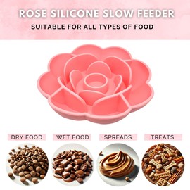 Rose Petal Silicone Lick Mat Slow Feeder for Dogs, Cats & Pets (Pink)