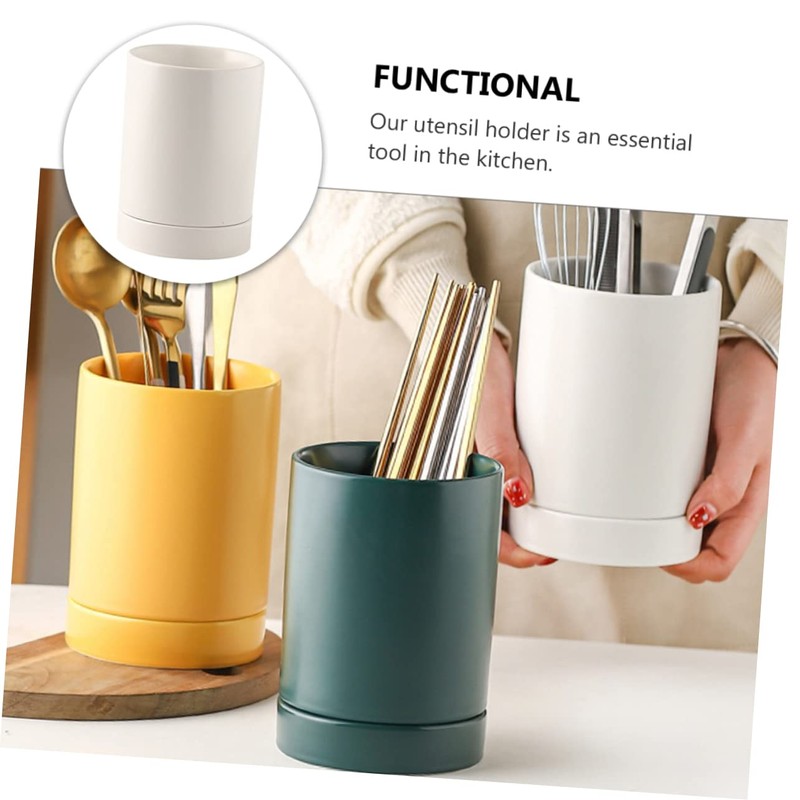Ceramic Dishes Kitchen Utensil , Ceramic Utensil Holder Set Cutlery