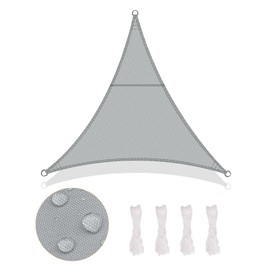 LOVE STORY triangular sun sail, 3 x 3 x 3 m, waterproof sun protection awning, polyester (PES), UV protection for patio, garden, outdoor, light grey