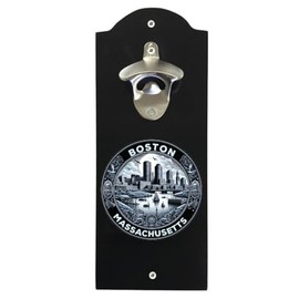Boston Massachusetts Souvenir Destination Wall Mounted Bottle Opener Black Black