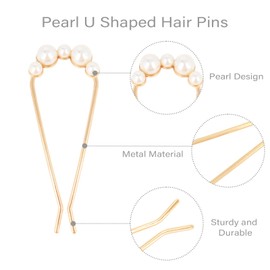 Amariver French Hair Pins 4Pcs Pearl Hairpins for Women U Shaped Hair Pins French Hair Clips HairFork for Buns Twist Hairpin for Women Girls