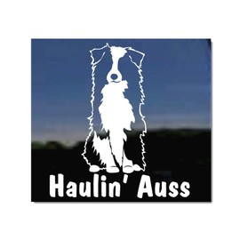 Haulin' Auss | Sitting Aussie Australian Shepherd Dog Vinyl Decal by NickerStickers®