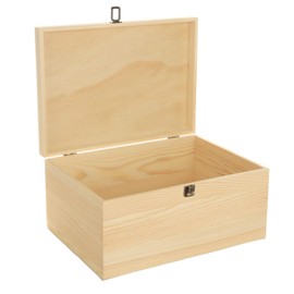 DAJAVE Unfinished Wooden Box-13.7x9.8x6.7 Inch Large Wooden Box with Hinged Lid and Front Clasp, Pine Wood Box DIY Craft Boxes for Arts Hobbies and Home Storage