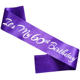 Novaflare It's My 60th Birthday Sash, Purple Silver Birthday Sash for 60th Birthday Party Supplies, Birthday Gifts for Girls 60th Birthday Party Favors