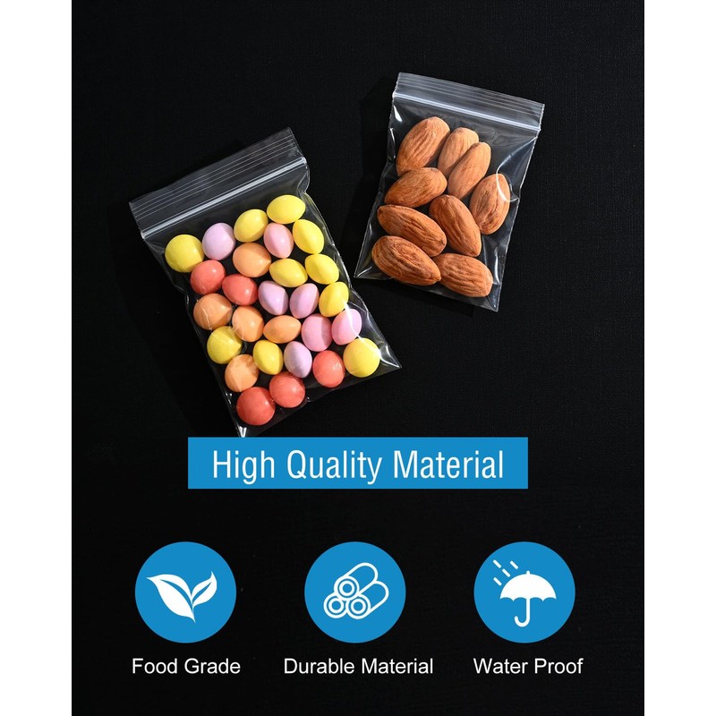 500 PCS Small Plastic Bags, Mini Resealable Bags, 4 Different