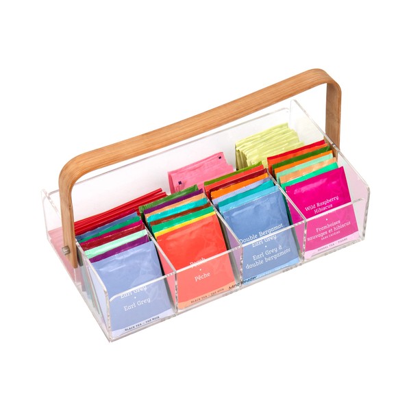 Mind Reader Tea Bag Organizer, Tea Station, Countertop, Caddy, Rayon