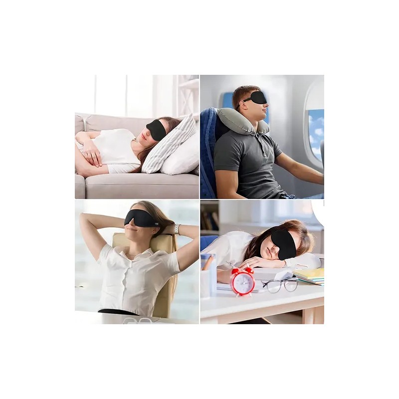 Antifaz para Dormir Ergonómico Negro Espuma Memoria Ajustable Bloquea Luz