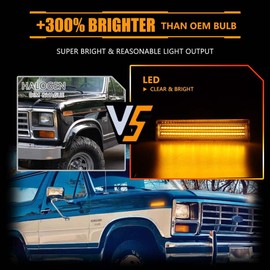 OFFKAT Front Fender LED Side Marker Lights for 1980-1986 Fo-rd Bronco & 1980-1986 Fo-rd F150 F250 F350 Pickup Truck SUV, Amber Lens Side Bumper Marker Lamps, Amber LED Turn Signal Lights, 2 PCS