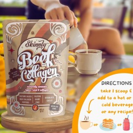 Skinnly Hydrolyzed Bovine Collagen Peptides Protein Powder. Unflavored- 8oz