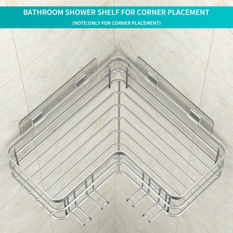 Yazoni Corner Shower Caddy 2-Pack, No Drilling Shower Organizer Corner