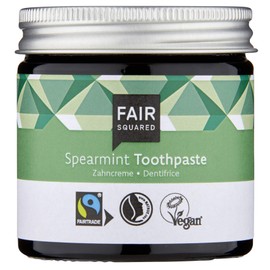 FAIR SQUARED Zahncreme Spearmint 100 ml - Vegane Naturkosmetik im Zero Waste Mehrweg-Glastiegel