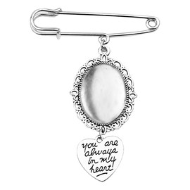 Wedding Bouquet Photo Charm for Bride Bridal Bouquet Memorial Charm for Wedding Bouquet Charms for Wedding Memory DIY Brooch Pin Making Kit Lacy Picture Frame for Wedding Bridal Shower Bride Gifts