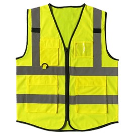 Shaiensaftey Safety Reflective Vest, High Visibility Vest with Pockets and Zipper for Photography, Construction Work Vest