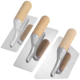 3 PCS Drywall Trowel Flat Finishing, Polished Venetian Masonry Trowel Set with Wood Handle, Stainless Steel Plastering Trowel for Sheetrock Wallboard Plasterboard