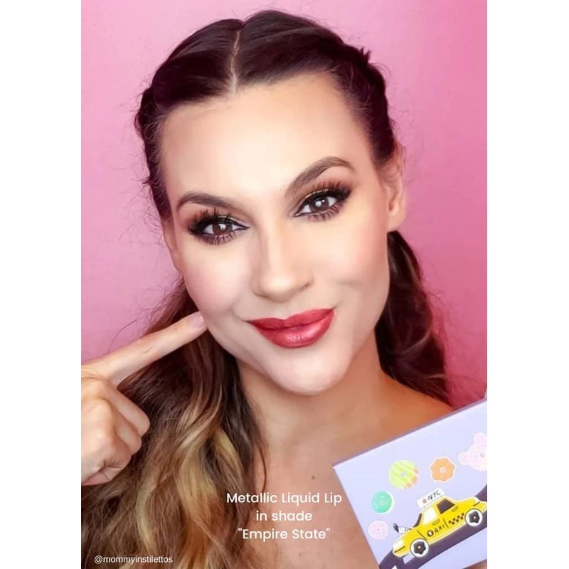 M2U NYC Lipstick, Long Lasting, Liquid, Metallic Finish, Red Purple-Wild