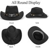 Classic-Felt Western-Cowboy-Hat for Men Women Roll Up Brim Belt Buckle