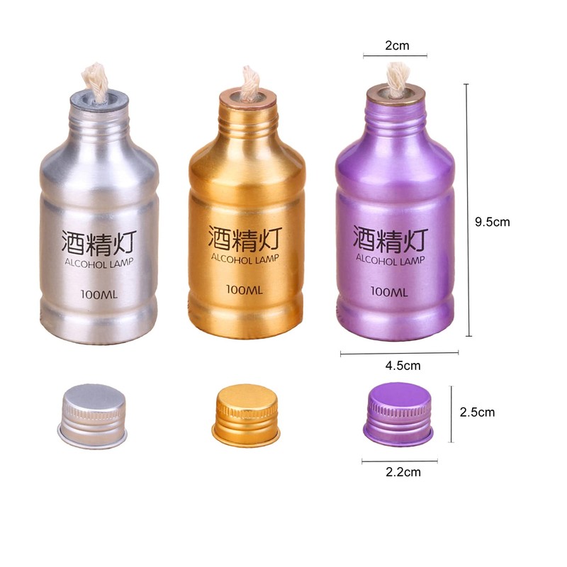 2 Packs Portable Alcohol Burner Lamp Case 100ml Aluminum Alloy