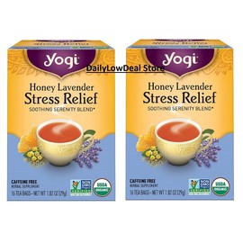 Yogi 2 PACK Yogi Tea Herbal Stress Relief, Honey Lavender 16 Tea Bags (32 Tea Bags)