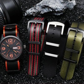 Aoeiwv Military Ballistic Nylon Watch Strap 20mm 22mm with Heavy Buckle One-Piece Soft Durable Waterproof Premium Nylon Replacement Bands for Men Women